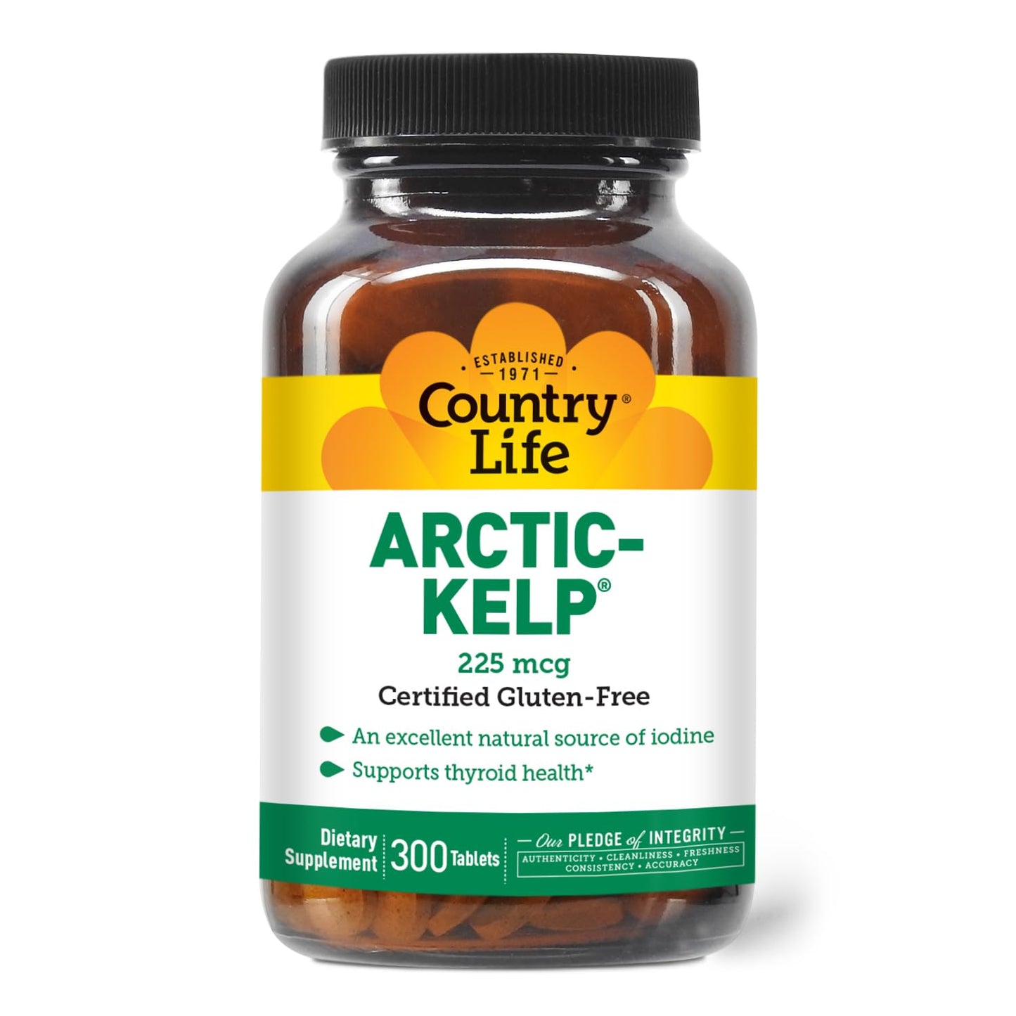 Country Life Arctic-Kelp Natural Iodine Supplement for Thyroid and Immune Support 300 Tablets