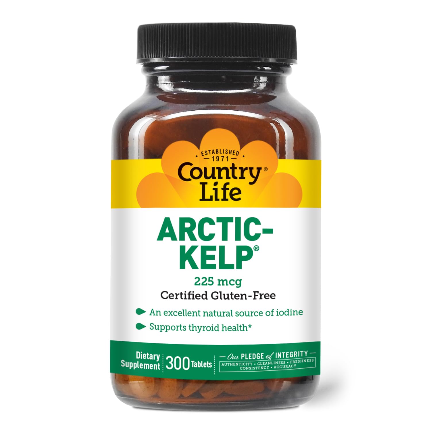 Country Life Arctic-Kelp Natural Iodine Supplement for Thyroid and Immune Support 300 Tablets