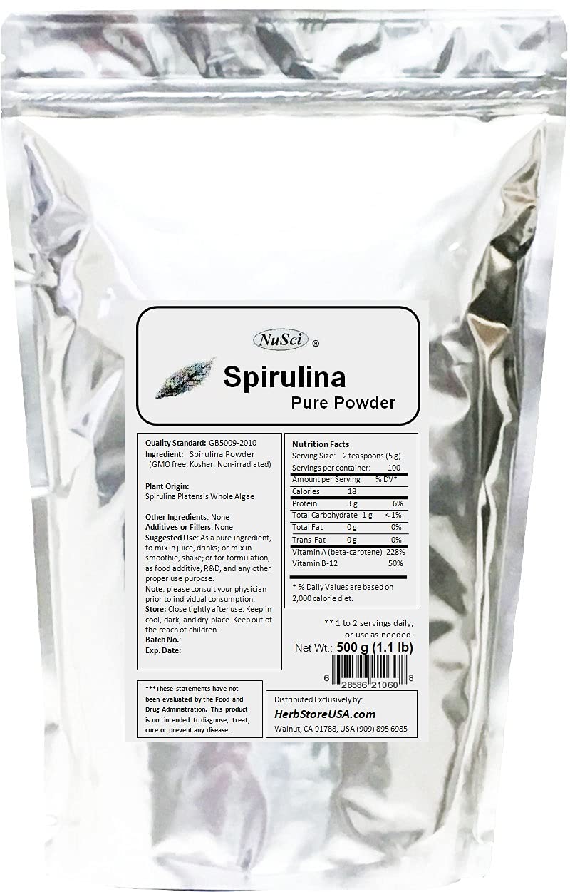 NuSci 100% Spirulina Powder 17.64 Ounces