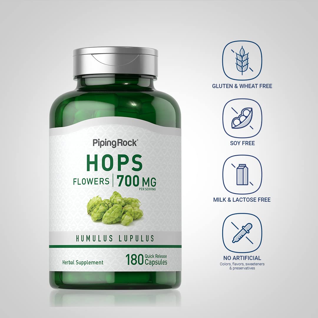 Piping Rock Hops Extract Supplement Capsule, 180 Count