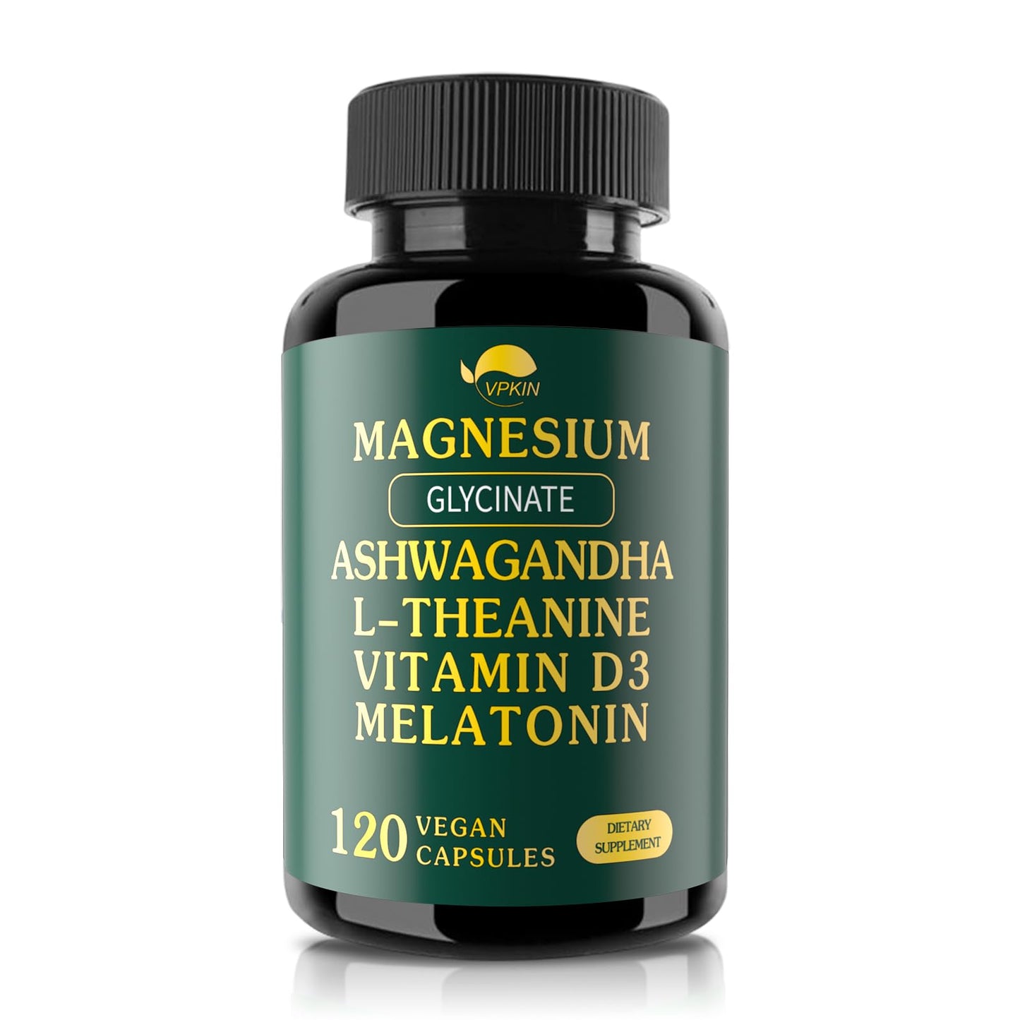 VPKIN Magnesium Ashwagandha Supplement, Magnesium Glycinate, Melatonin, L-Theanine Capsule, 110 Count