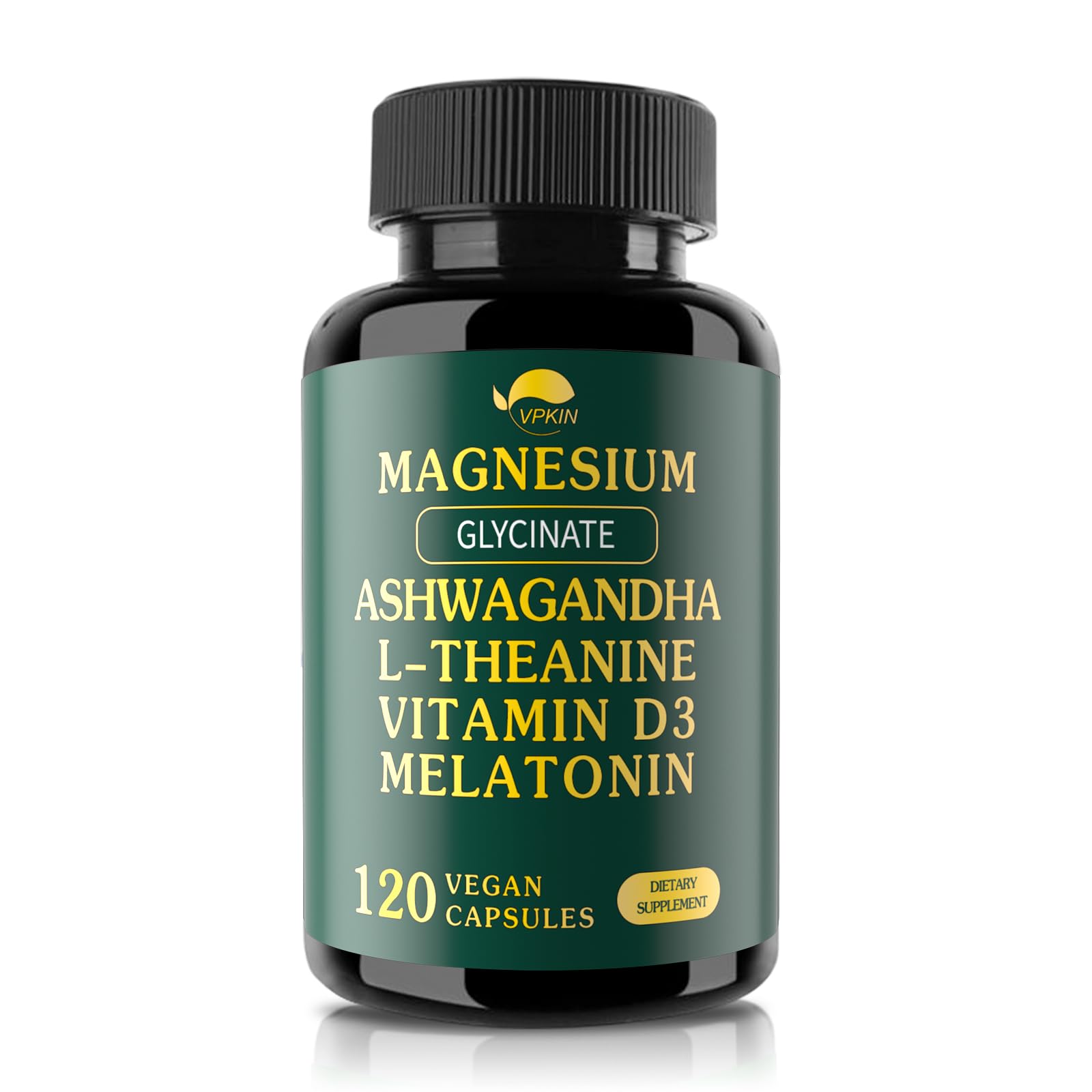 VPKIN Magnesium Ashwagandha Supplement, Magnesium Glycinate, Melatonin, L-Theanine Capsule, 110 Count