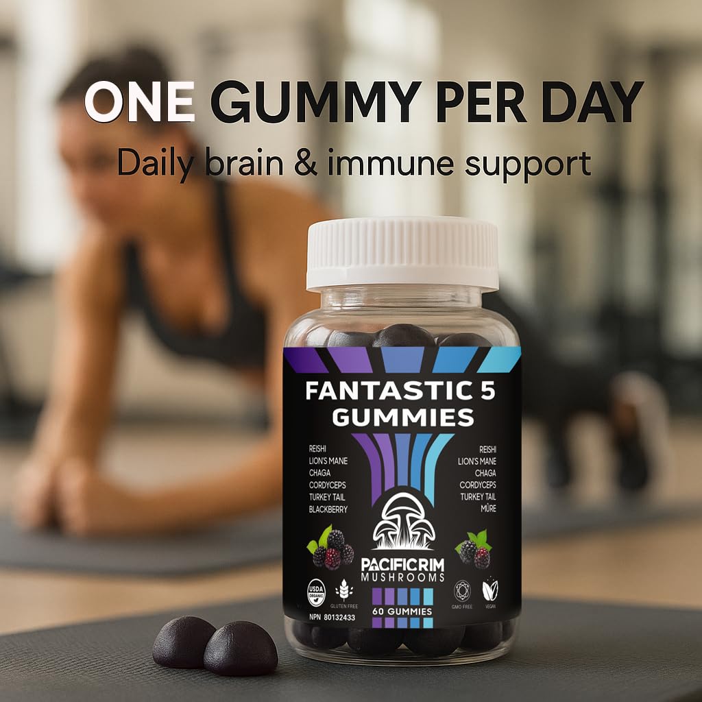 Pacific Rim Mushrooms Fantastic 5 Organic Mushroom Gummies 60 Gummies