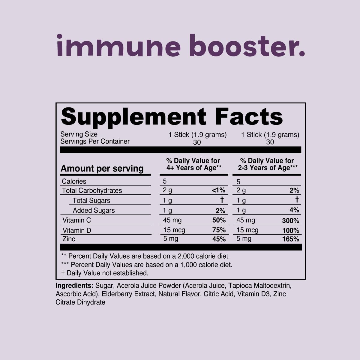 Nurished Kids Immune Booster with Elderberry, Acerola Cherry, Zinc, Vitamins C & D Powder 2.01 oz