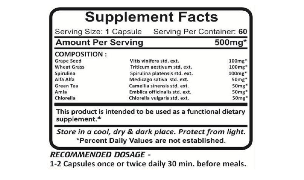 Planet Ayurveda Green Essentials 500mg Veg Capsules, 2 Bottles