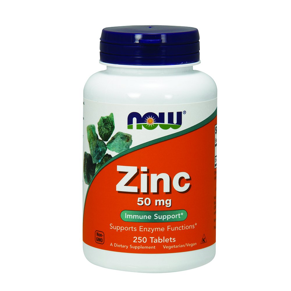 NOW Foods Zinc Gluconate 50 mg Tablets, 250 Count