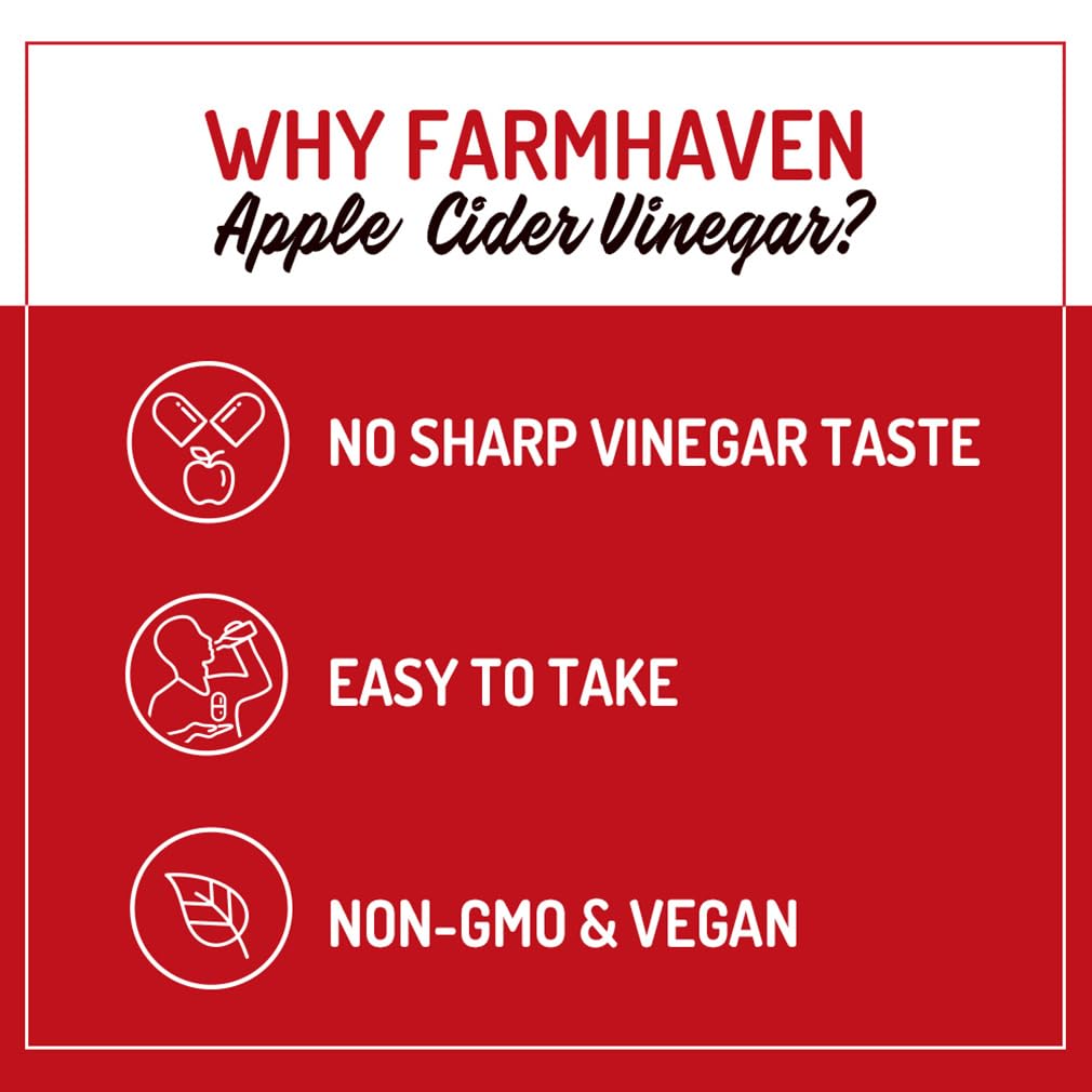 FarmHaven Apple Cider Vinegar 1390mg Capsules with Ginger, Papaya & Chamomile, Supports Digestion & Immunity, Non-GMO & 100% Natural, 450 Capsules