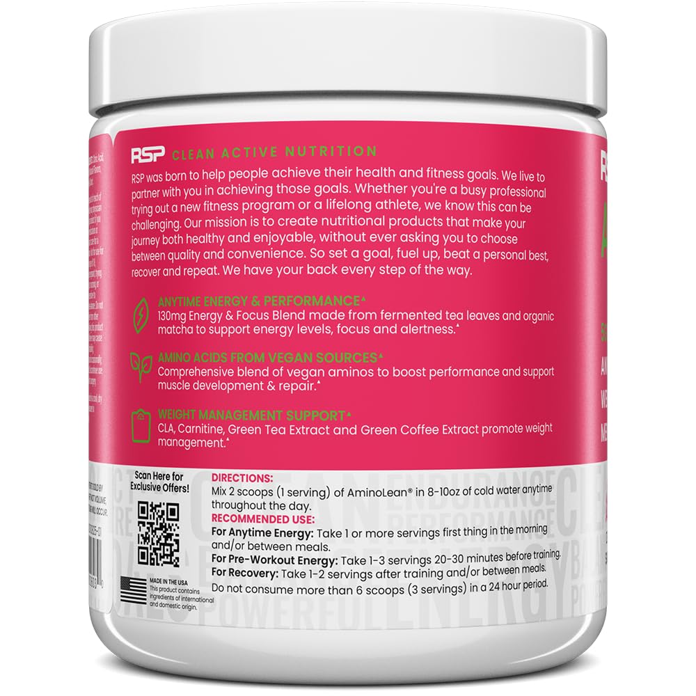 RSP NUTRITION AminoLean Pre Workout Powder, 30 Servings