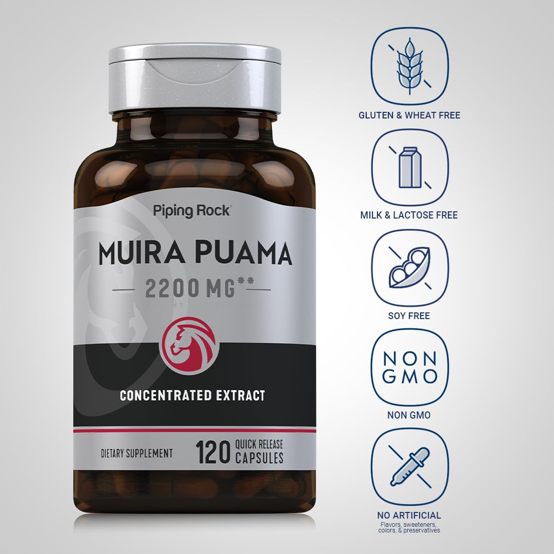 Piping Rock Muira Puama Root Extract for Men & Women Capsules, 120 Capsules