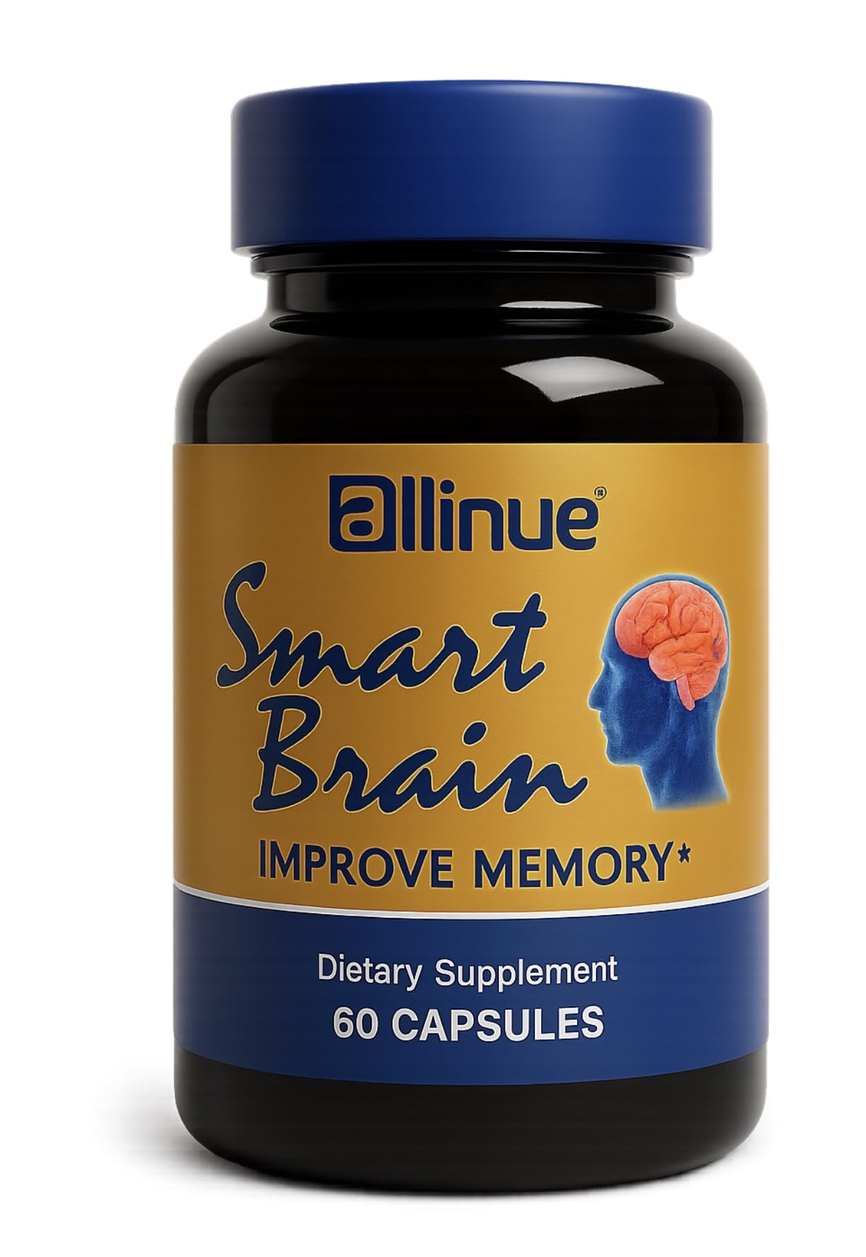 Generic Smart Brain Memory & Focus Supplement with Ginkgo Biloba, Bacopa, Vitamin B6 – Natural Formula, Caffeine-Free, 60 Capsules