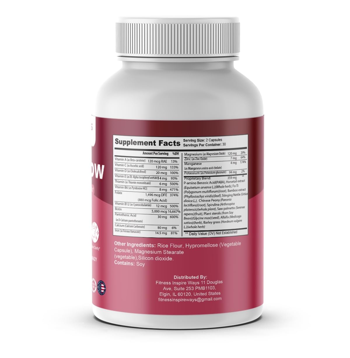 Fitness InspireWays Vital Iron Support Capsules, 60 Count