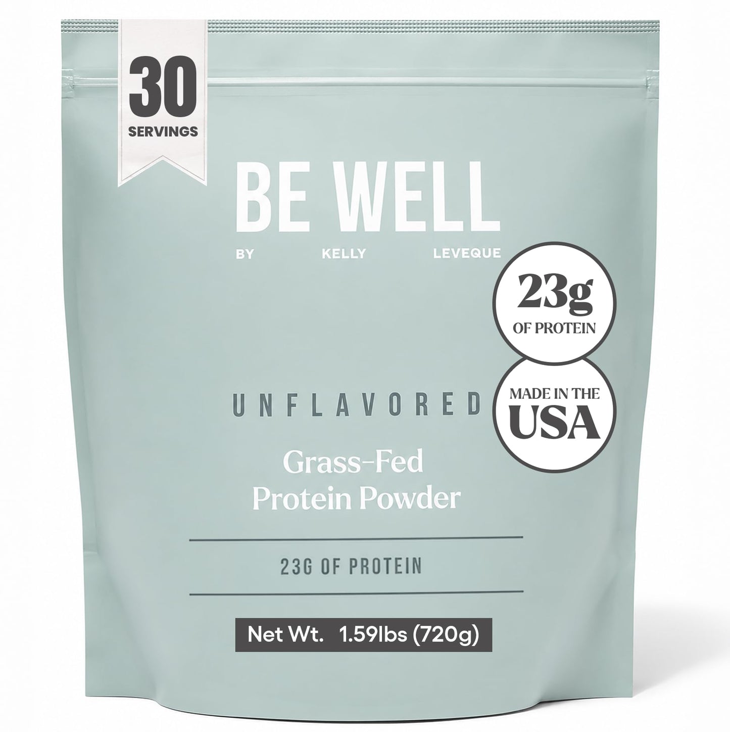 Be Well by Kelly LeVeque Unflavored Grass-Finished Beef Protein Powder 1.59 lb
