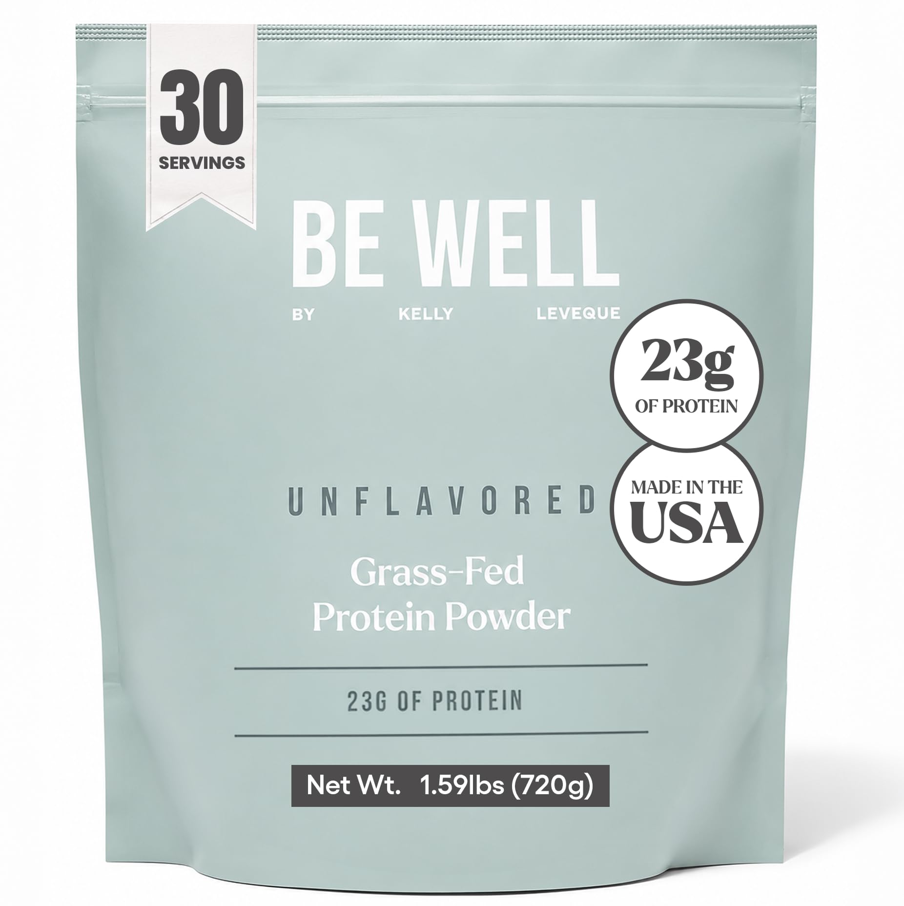Be Well by Kelly LeVeque Unflavored Grass-Finished Beef Protein Powder 1.59 lb