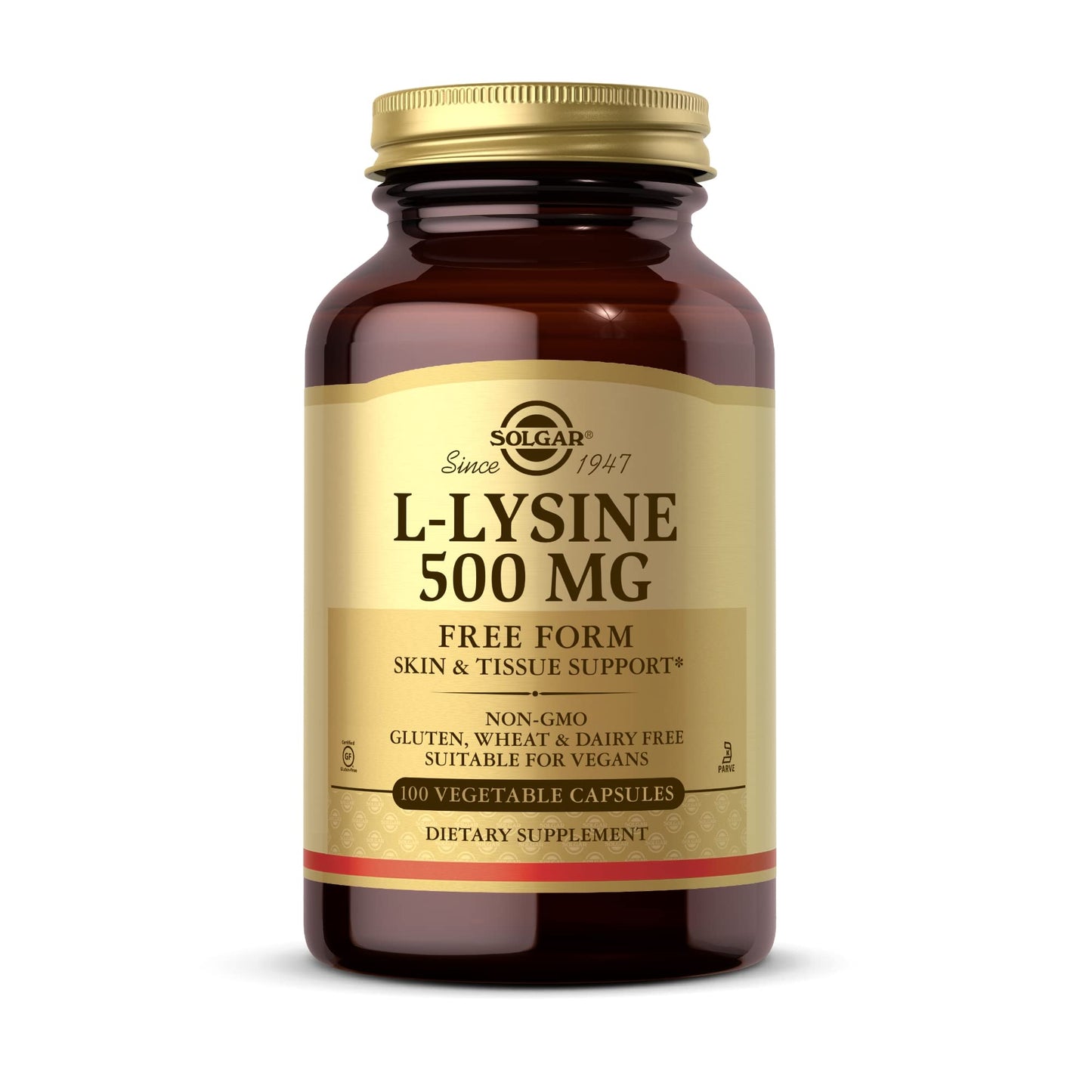 Solgar L-Lysine 500 mg Capsule, 100 Count