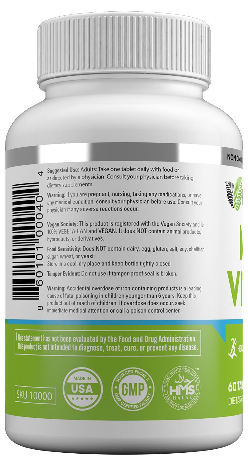 HAYAT Vegan Natural Multivitamin Tablets, 60 Count