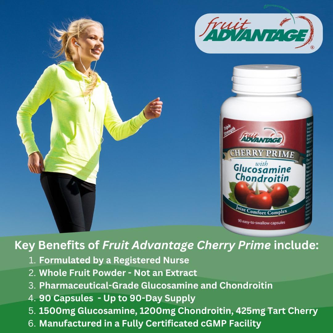 Fruit Advantage Cherry Prime Montmorency Tart Cherry with Glucosamine & Chondroitin Capsules, 12 Pack