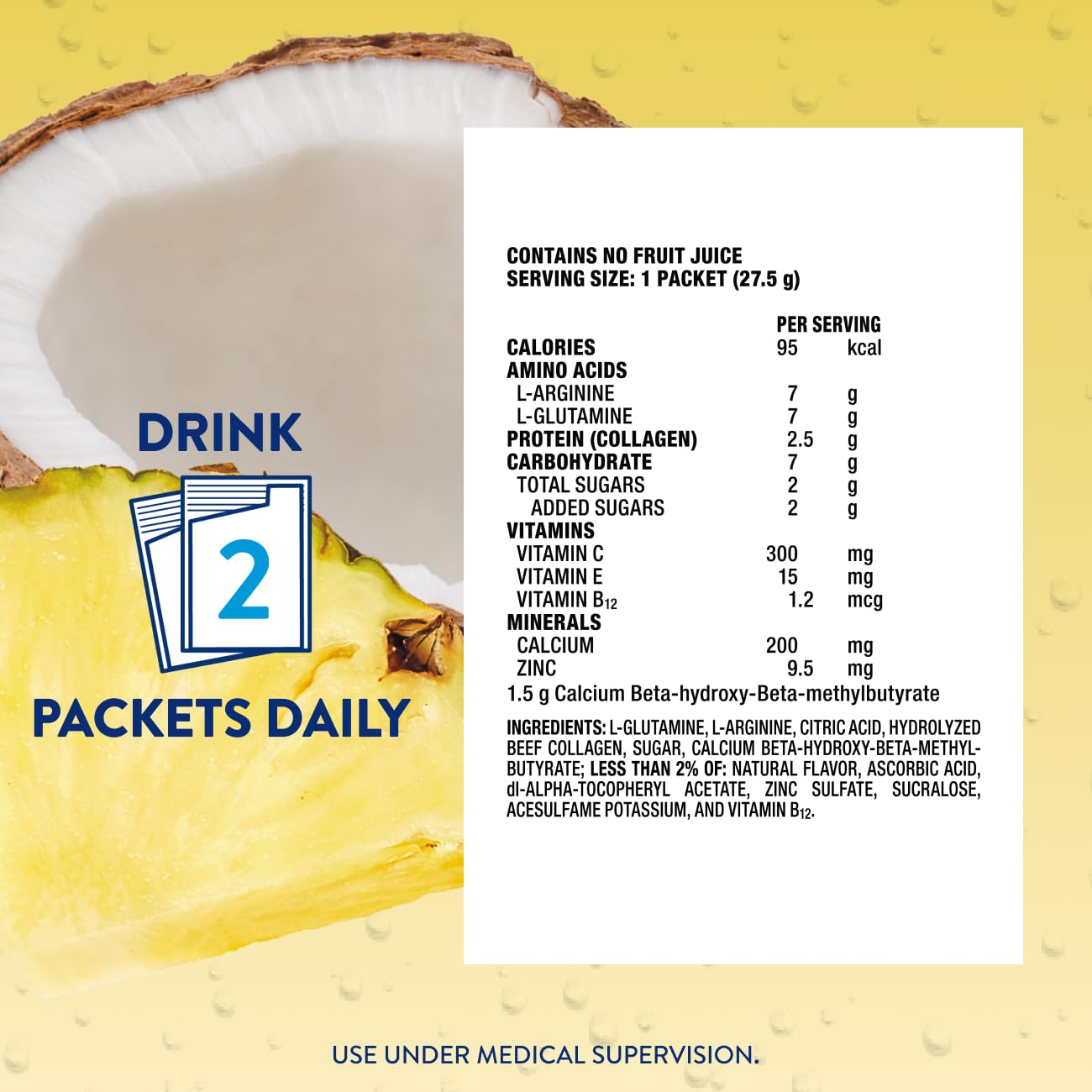 Juven Nutrition Support for Wound Healing Pineapple Coconut Powder 13.58 oz, 14 Count