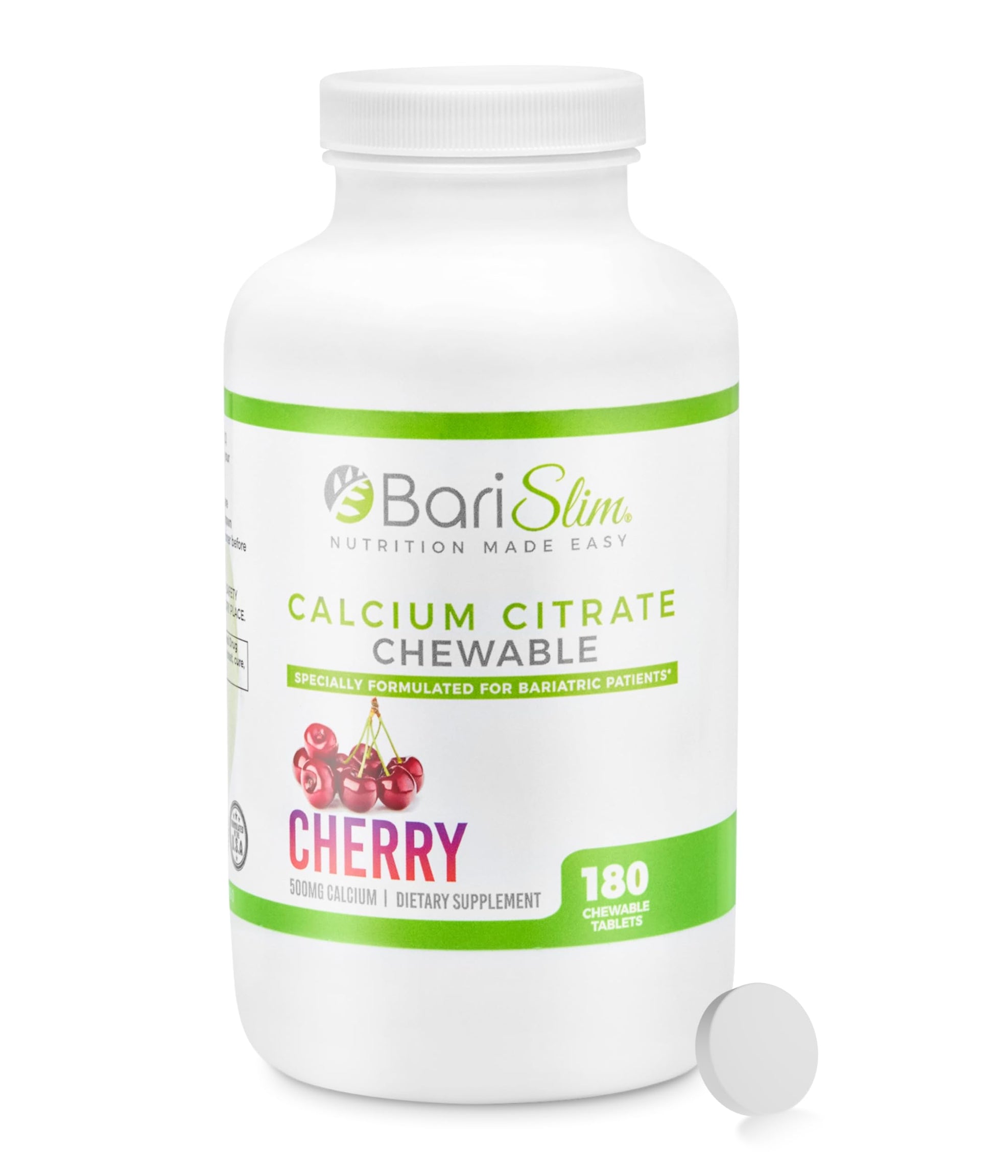BariSlim Bariatric Calcium Citrate with Magnesium Citrate & Vitamin D Tablet, 180 Tablets
