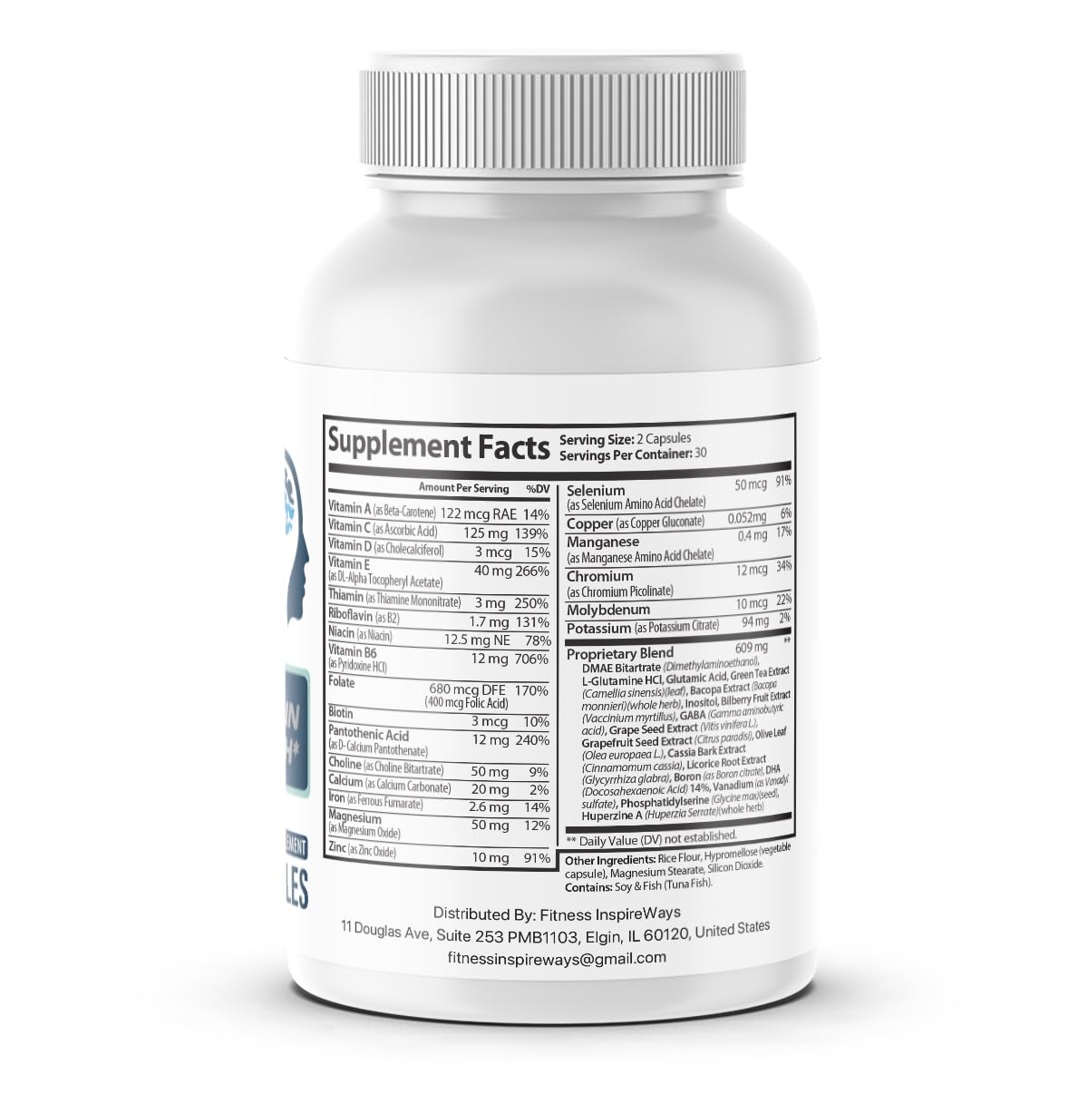 Fitness InspireWays Neuro Sharp Brain Supplements for Memory and Focus Capsules, 60 Count