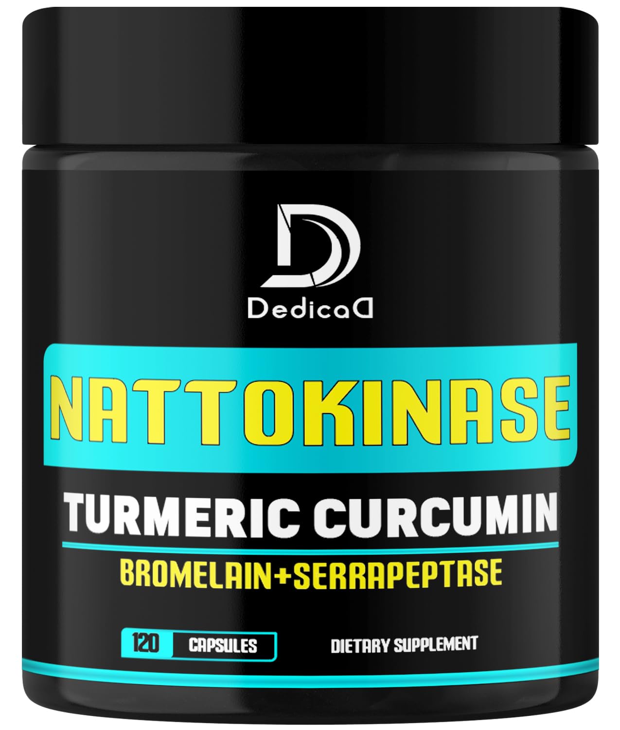 DEDICAD 4-in-1 Nattokinase 2000 FU, Turmeric, Bromelain, Serrapeptase Capsules 120