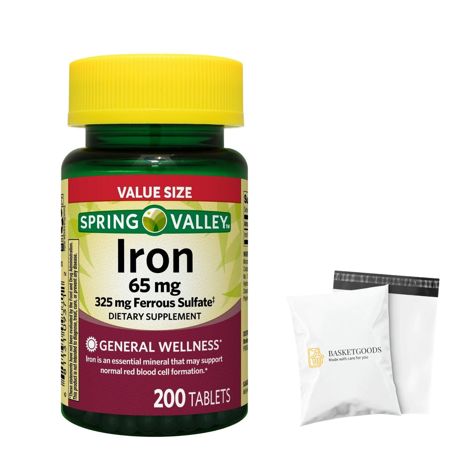 BASKETGOODS Iron Supplement Caplets 200 Count
