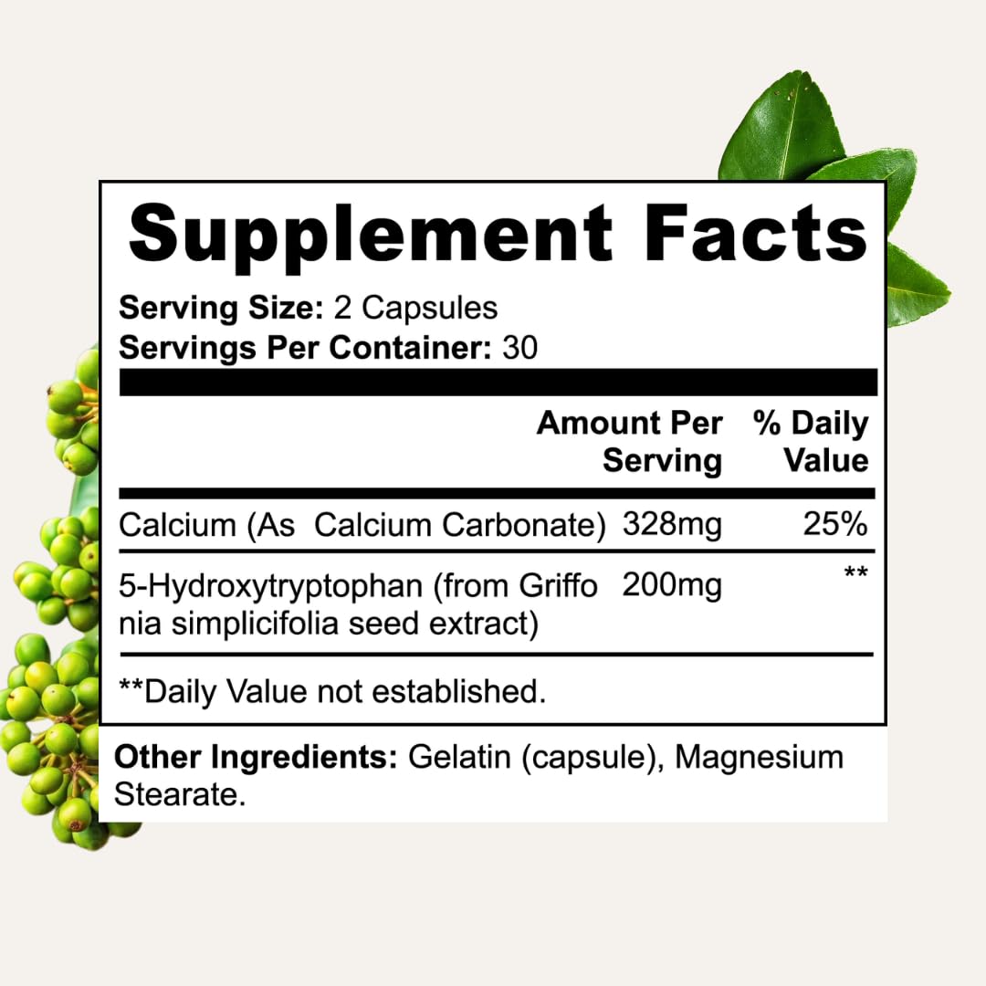 Besti Happy Perimenopause Support 5-HTP (5-Hydroxytryptophan) Serotonin Boosting Supplement, 60 Capsules
