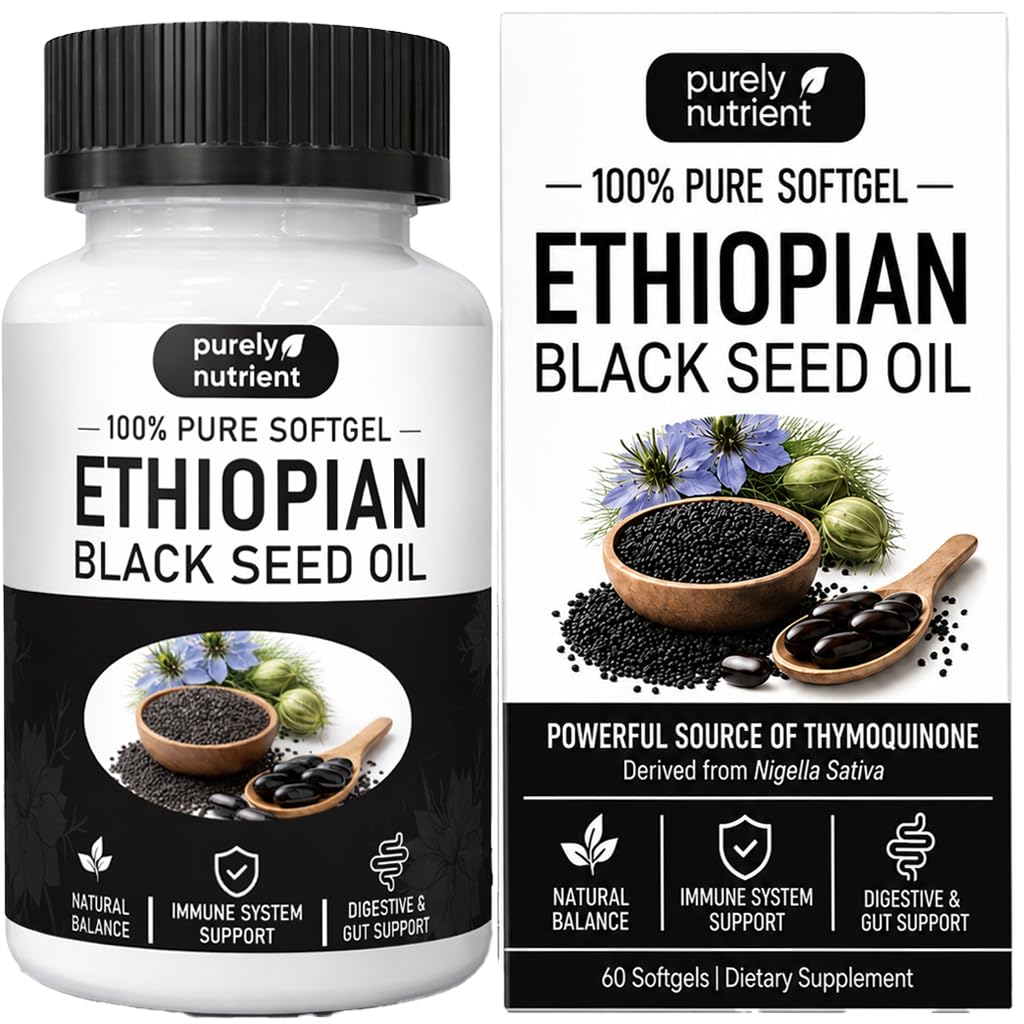 Peehss Purely Nutrient Ethiopian Black Seed Oil Softgels, 60 Count