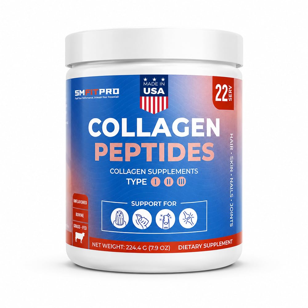 Sm Fit Pro Grass-Fed Unflavored Collagen Peptides Powder, 7.9 Ounce