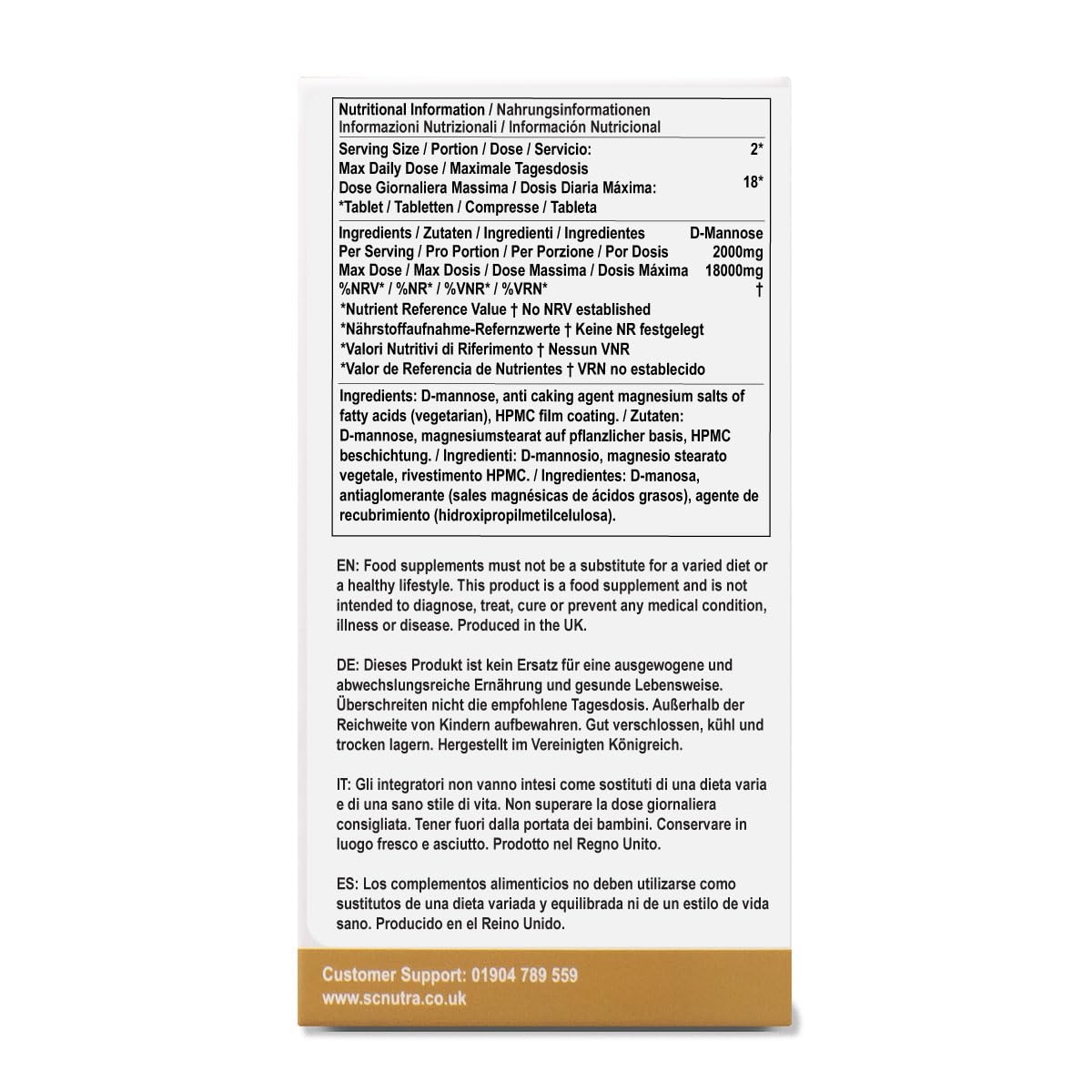 sc nutra Waterfall D-Mannose 1000mg Capsules 90 Capsules