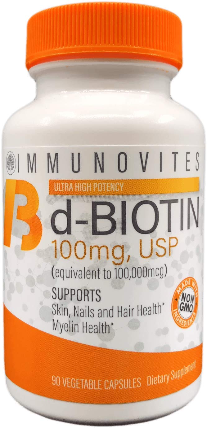 IMMUNOVITES Biotin High Dose 100 mg (as d-Biotin, USP) Capsules, 90 Count