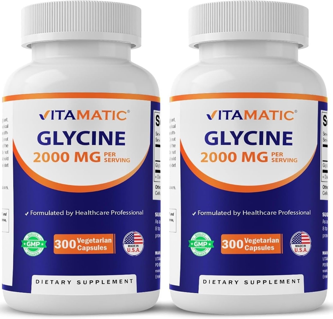 Vitamatic Glycine Supplement Capsules 600 Count
