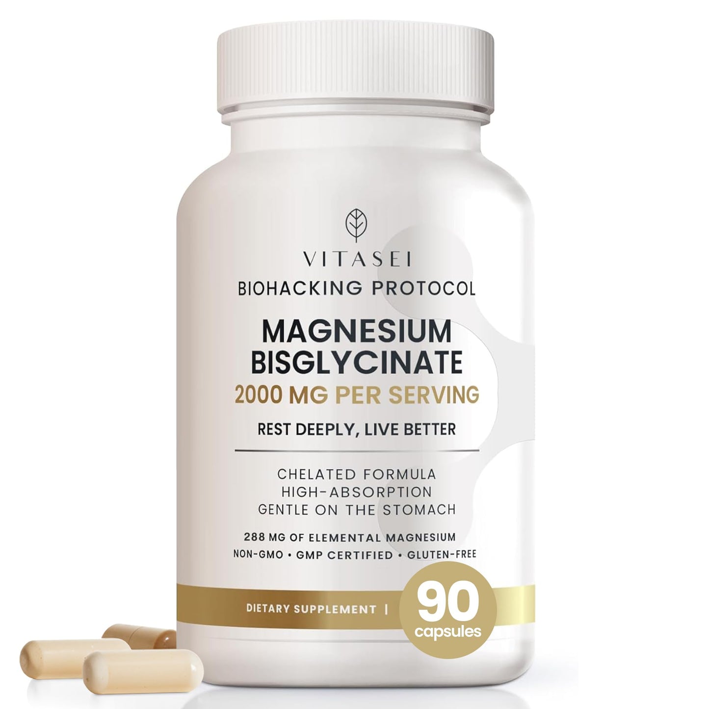 VITASEI Magnesium Bisglycinate Supplement Capsule 90 Count