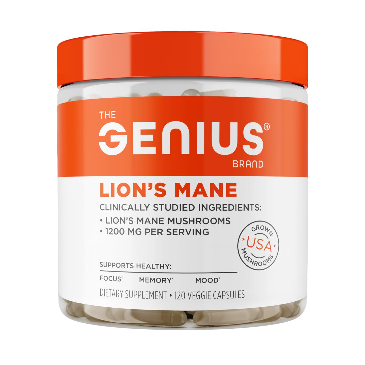 The Genius Brand Genius Lion's Mane and Genius Turkey Tail Capsules, 240 Capsules