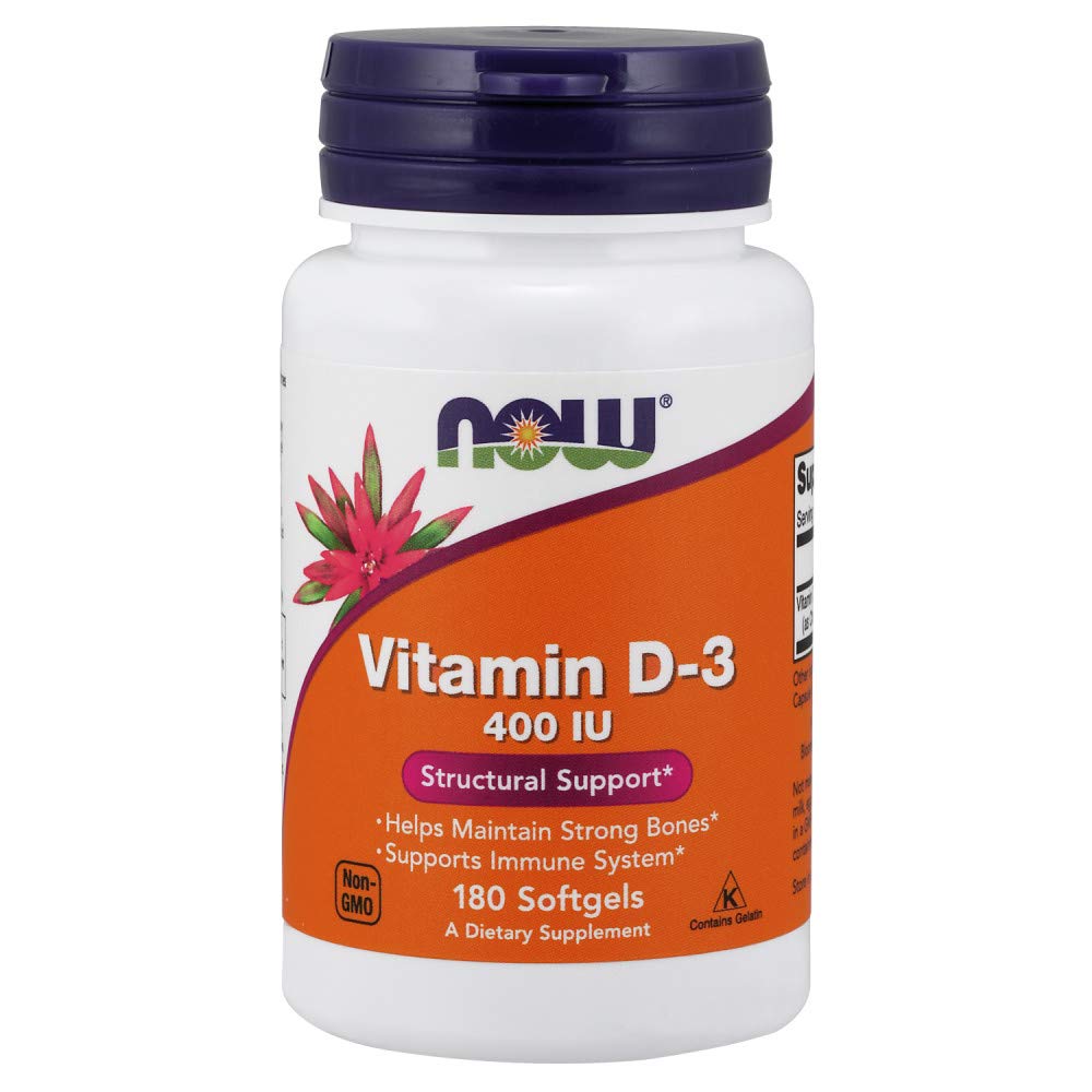 NOW Foods Vitamin D-3 400 IU Softgels, 180 Softgels