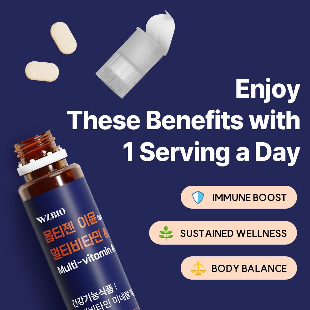 WZBIO Optizen Immune Multivitamin & Mineral with Vitamin C, B1, B6, Zinc & Selenium - Supports Immune Health, Energy & Recovery, Liquid & Tablet, 7 Day Supply