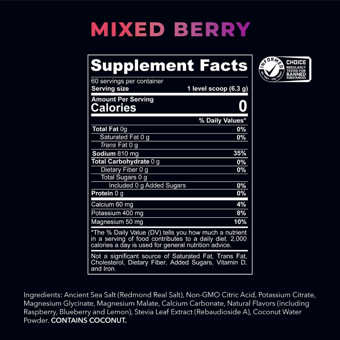 Redmond Re-Lyte Hydration Electrolyte Powder Mixed Berry, 13.4 Ounce