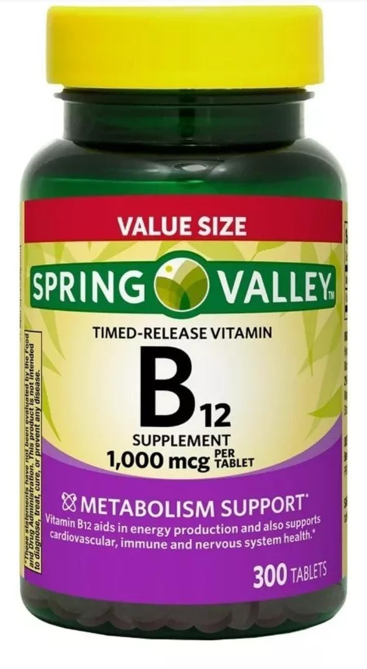 Spring Valley Vitamin B12 Extended Release Tablet, 1,000 mcg, 300 Tablets