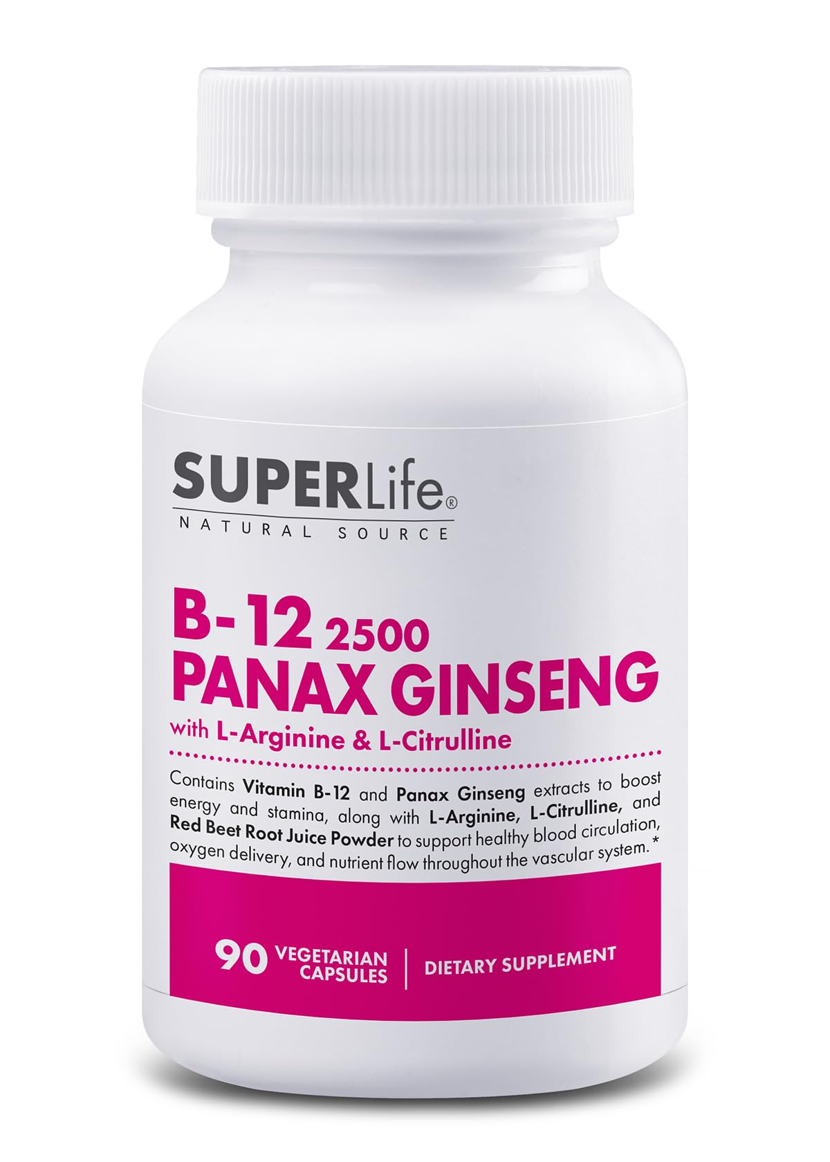 Fresh Start Vitamin B-12 2500 & Panax Ginseng with L-Arginine & L-Citrulline, 90 Capsules