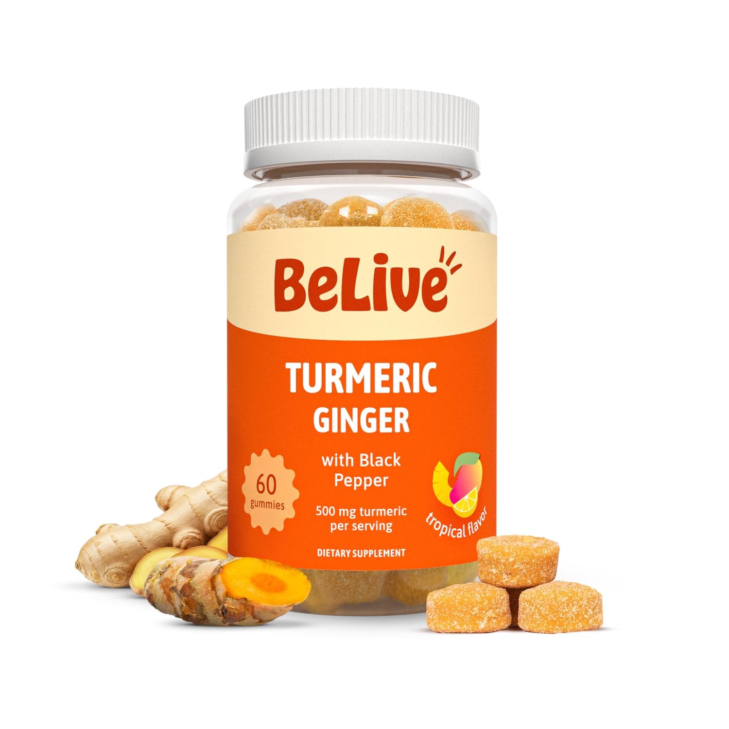 BeLive Turmeric and Ginger Gummies 60 Count