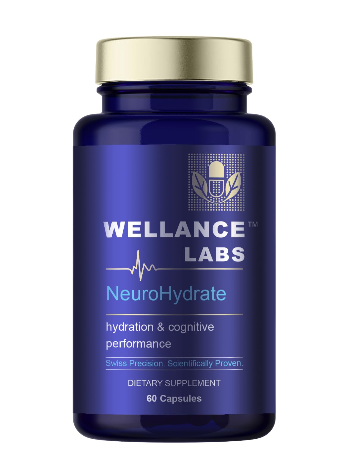 Wellance Labs NeuroHydrate Cognitive Performance & Hydration Supplement with Electrolytes, Amla & Astaxanthin, 60 Capsules