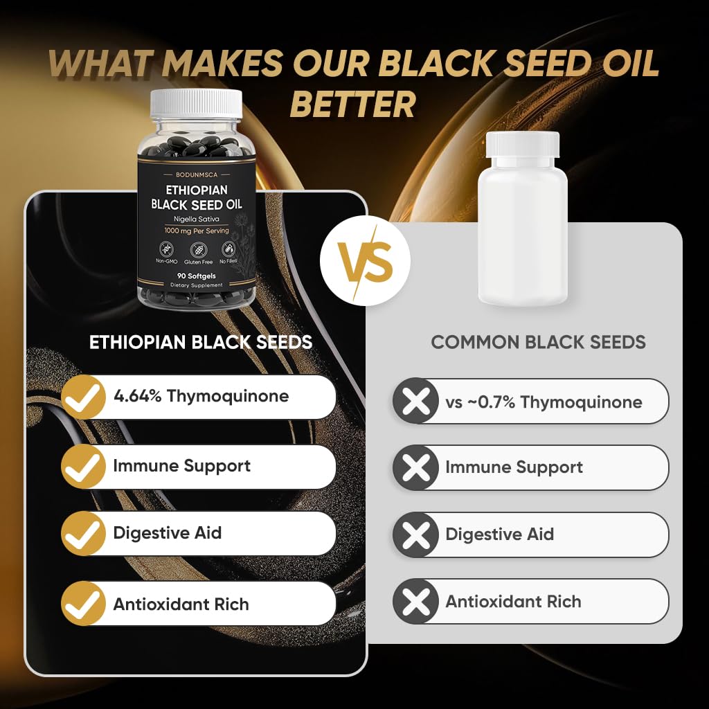 BODUNMSCA Ethiopian Black Seed Oil 1000mg, 90 Softgels