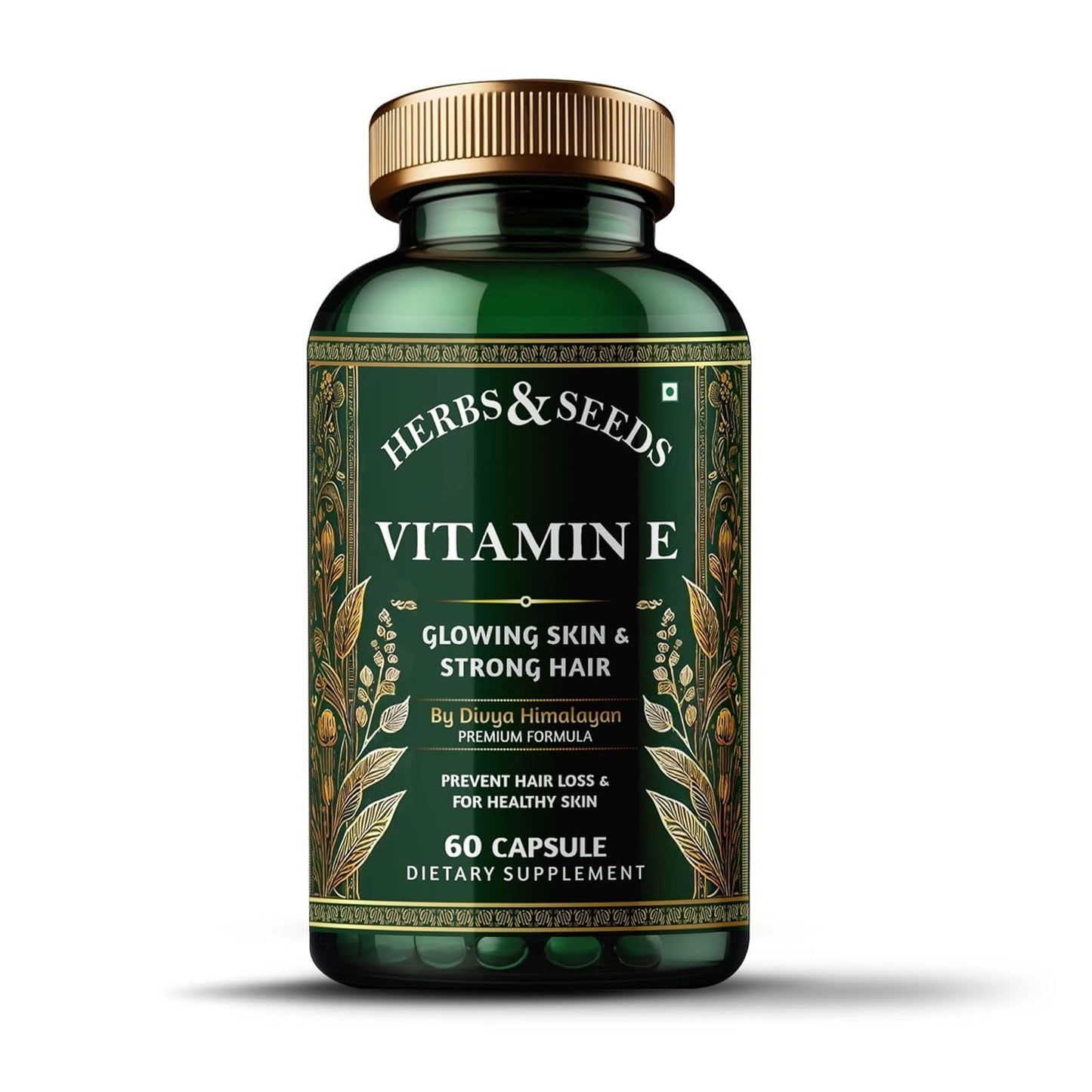 HERBS & SEEDS Vitamin E 600mg (D-Alpha-Tocopherol) Supplement, 90 Capsules