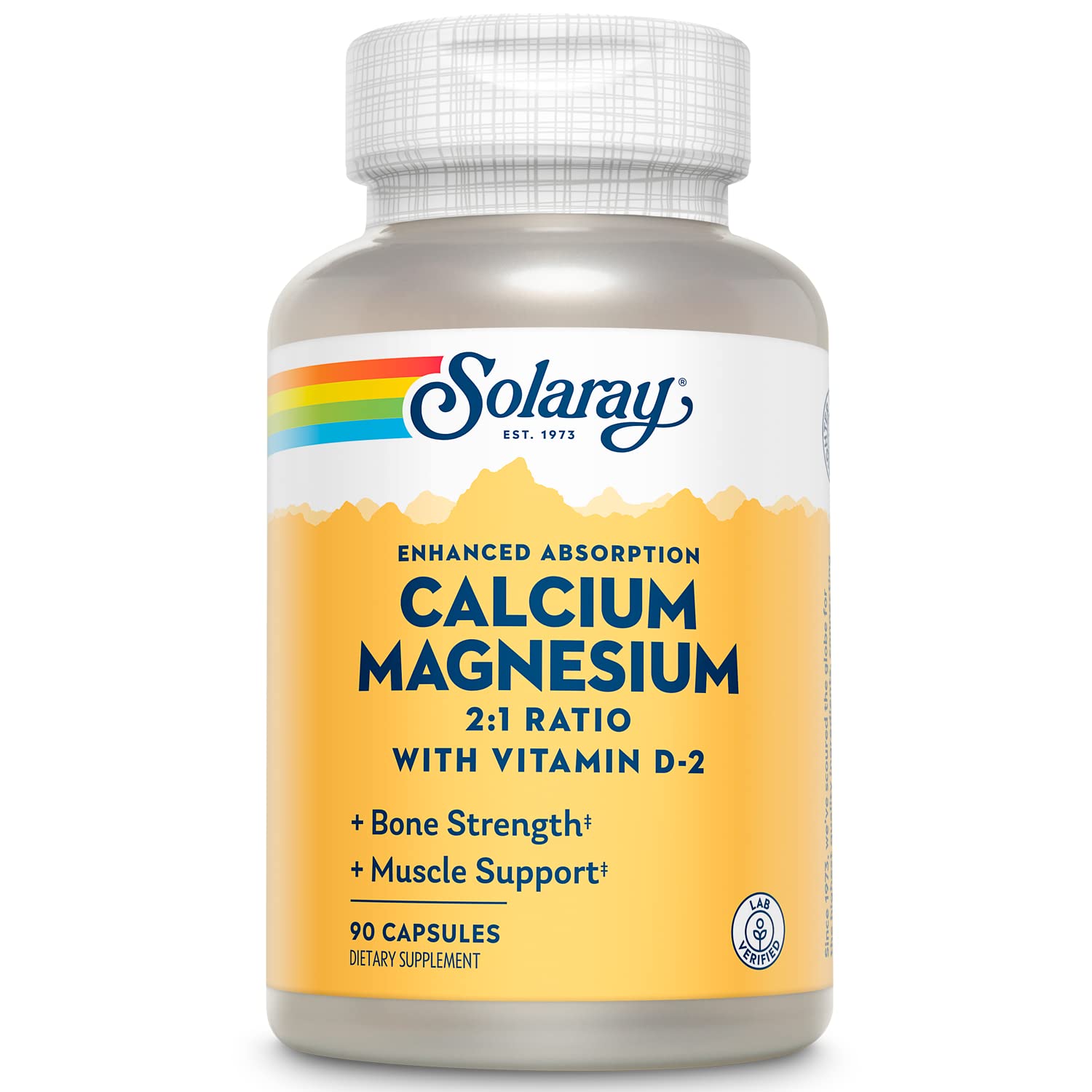 Solaray Calcium & Magnesium with D2 Amino Acid Chelate 2:1 Capsule, 90 Count
