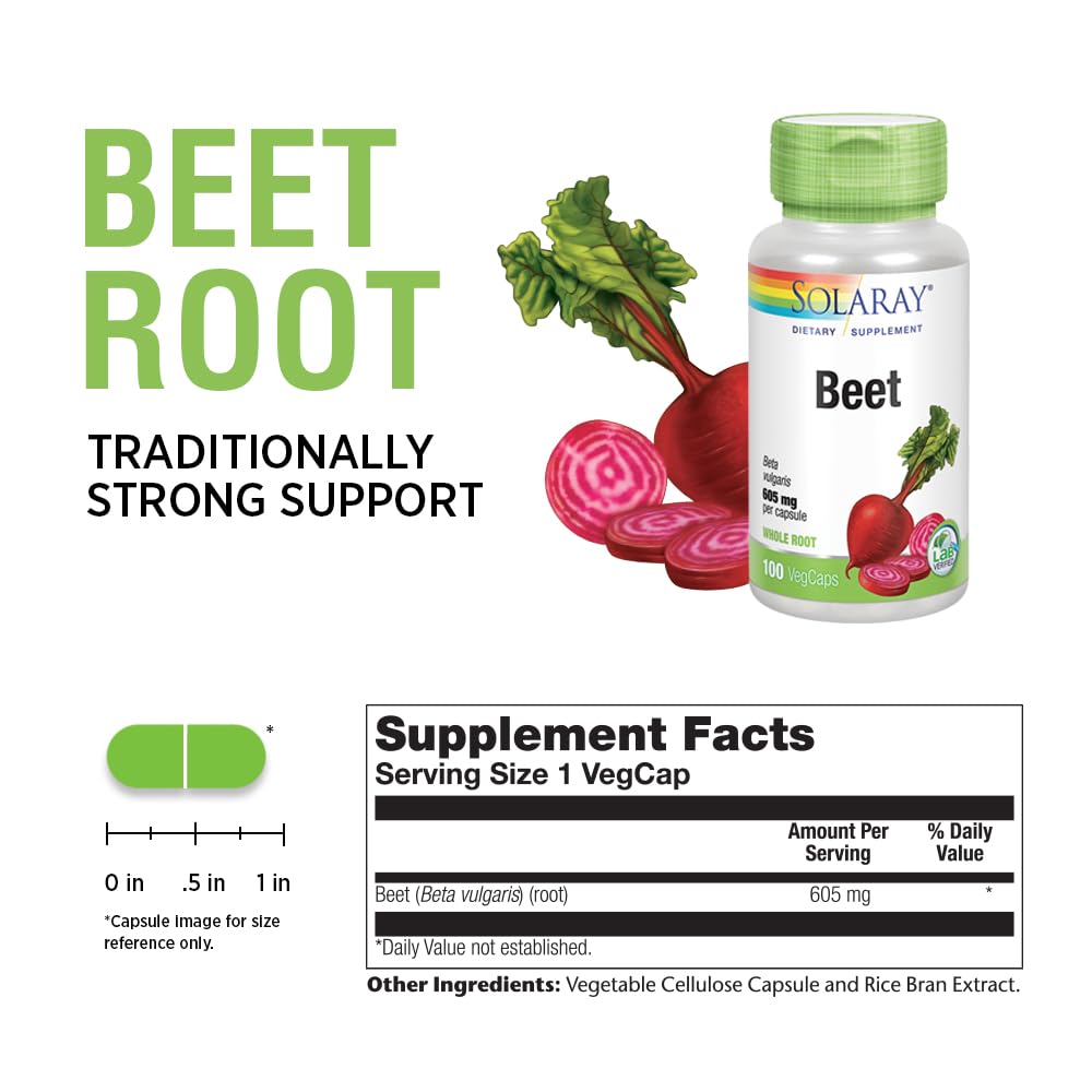SOLARAY Beet Root 605mg Capsule, 100 VegCaps