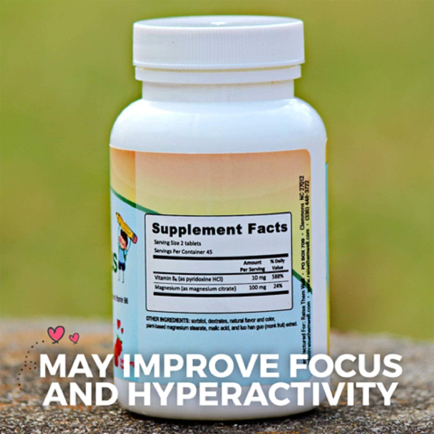 Raise Them Well Magnesium Focus Supplement for Kids Capsule, 90 Count