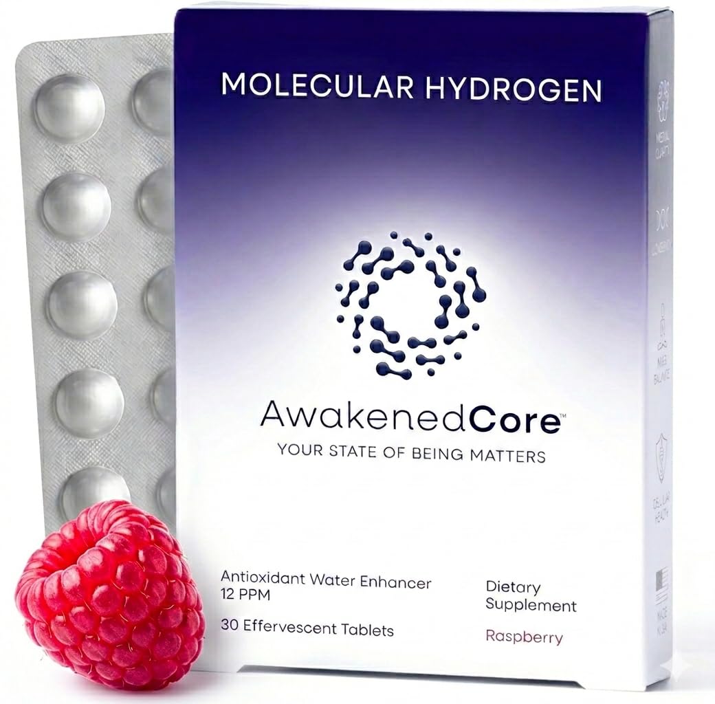 AwakenedCore Hydrogen Water Tablets with Magnesium - Molecular H2, 12 PPM - 30 Tablets