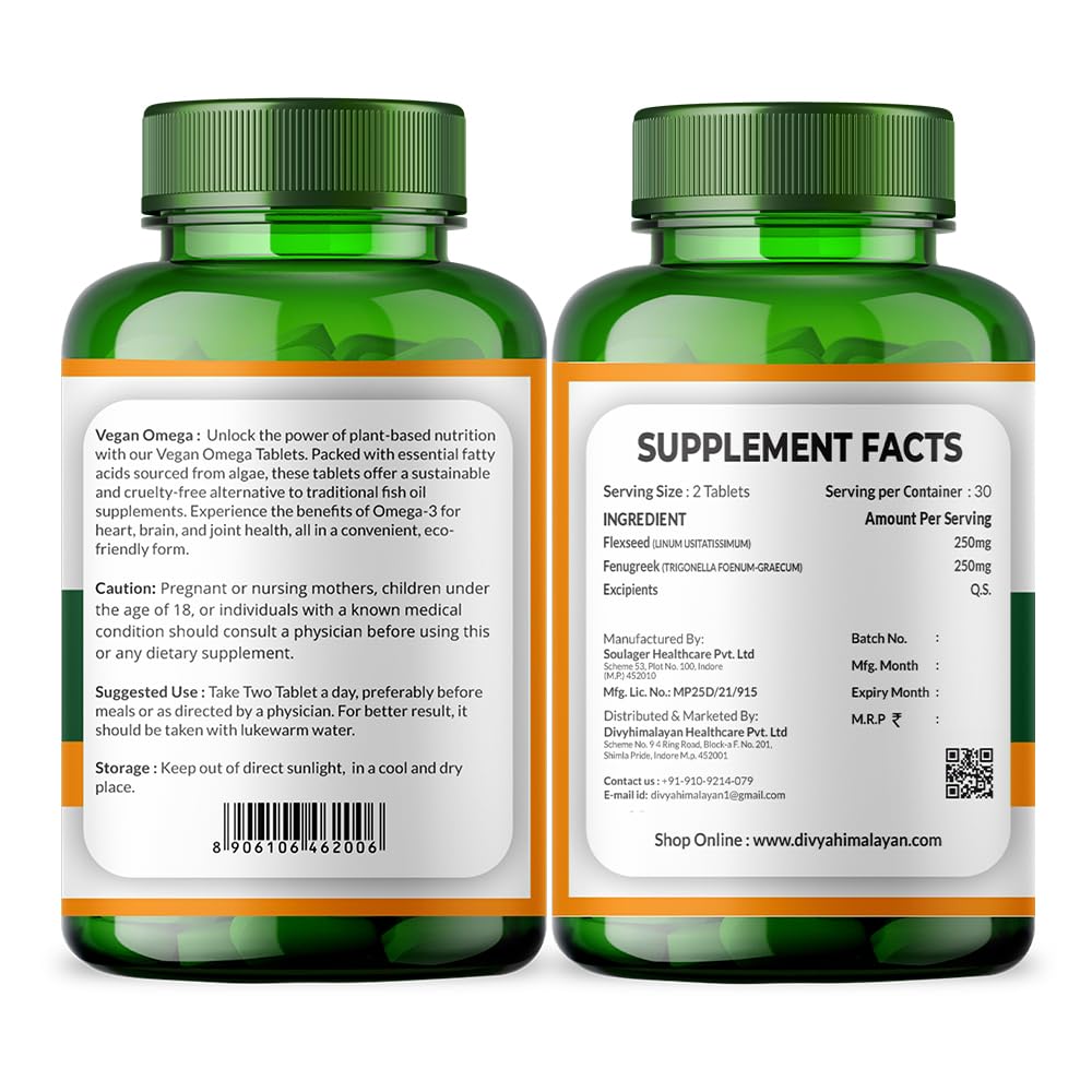 Divya Himalayan Vegan Omega-3-6-9 with DHA & EPA, 60 Tablets
