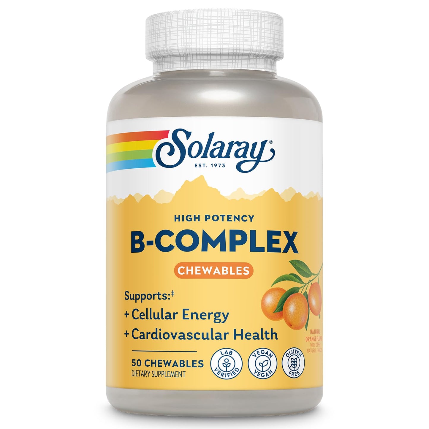 SOLARAY Vitamin B Complex Orange Chewable, 50 Count