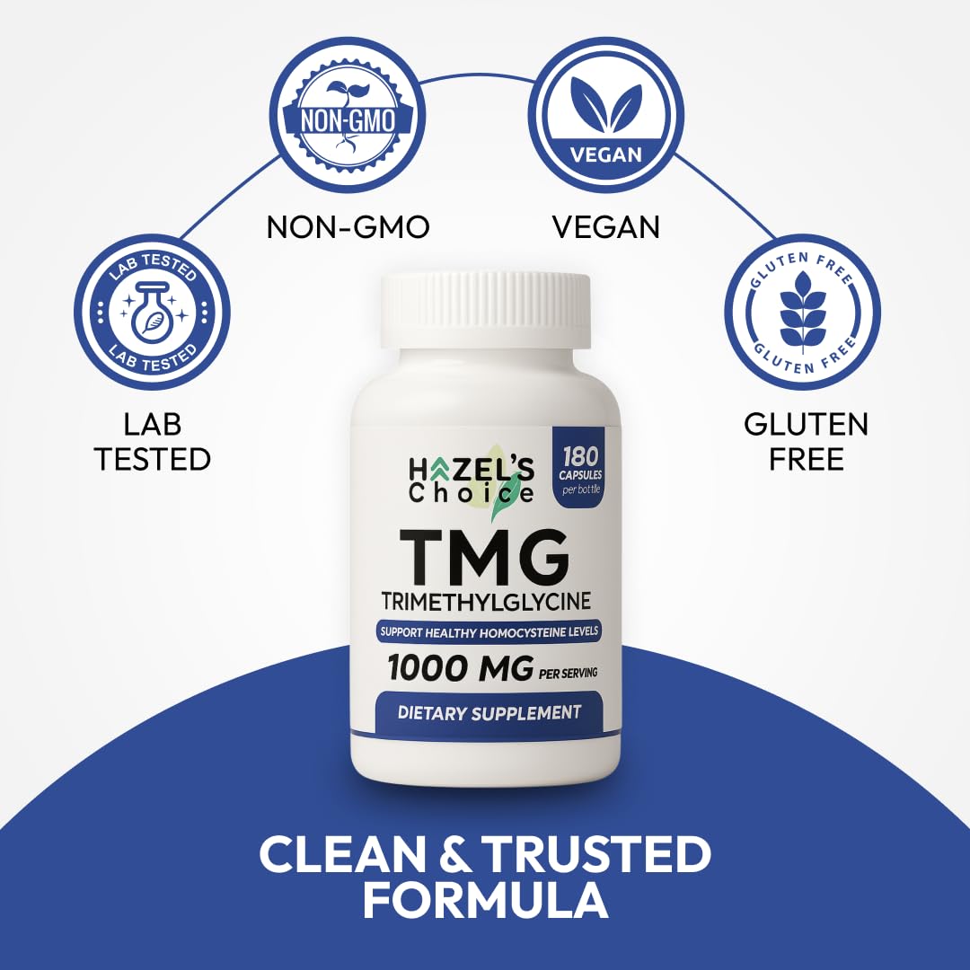 HAZEL'S Choice TMG Trimethylglycine 1000mg Capsule, 180 Count