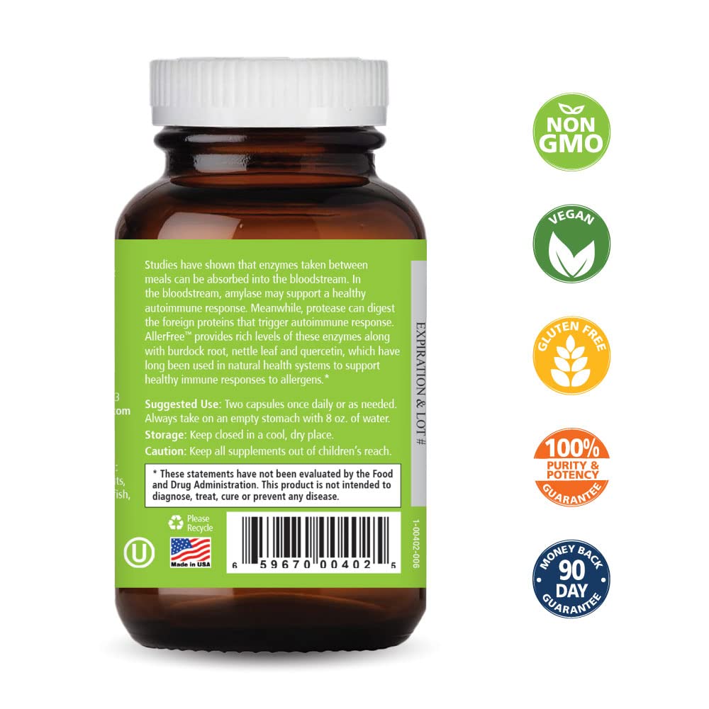 PURE ESSENCE LABS AllerFree Natural Allergy Support Supplement, 60 Capsules
